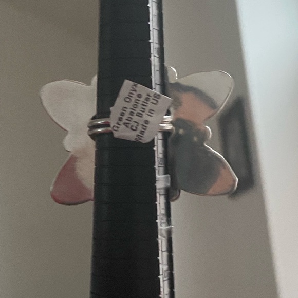 Native M&S statement CJ butler green onyx abalone sterling ring - Picture 3 of 6